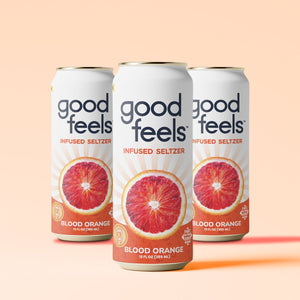 3 cans of Good Feels Infused seltzer Blood Orange